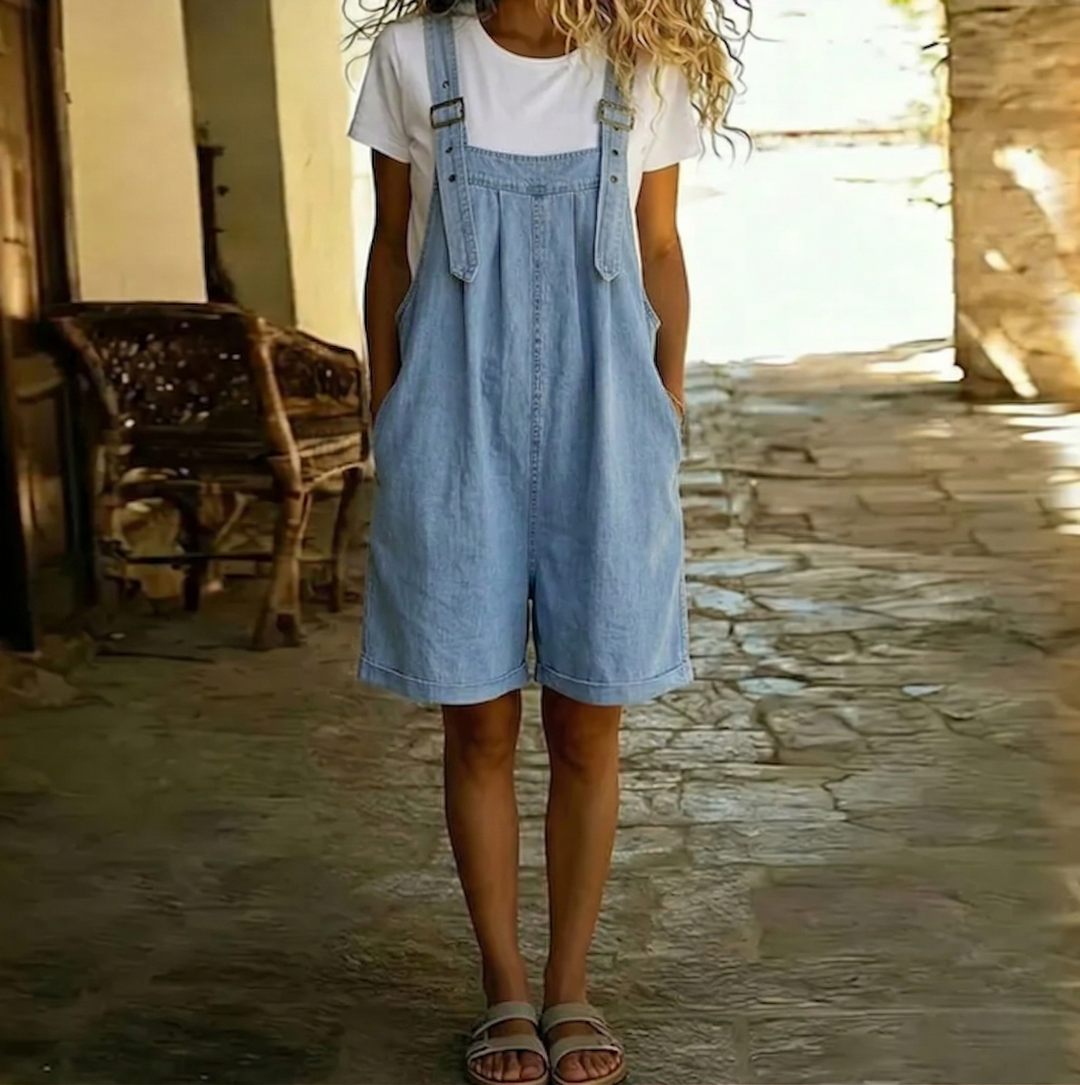Saylor | Soft Denim Short Dungarees