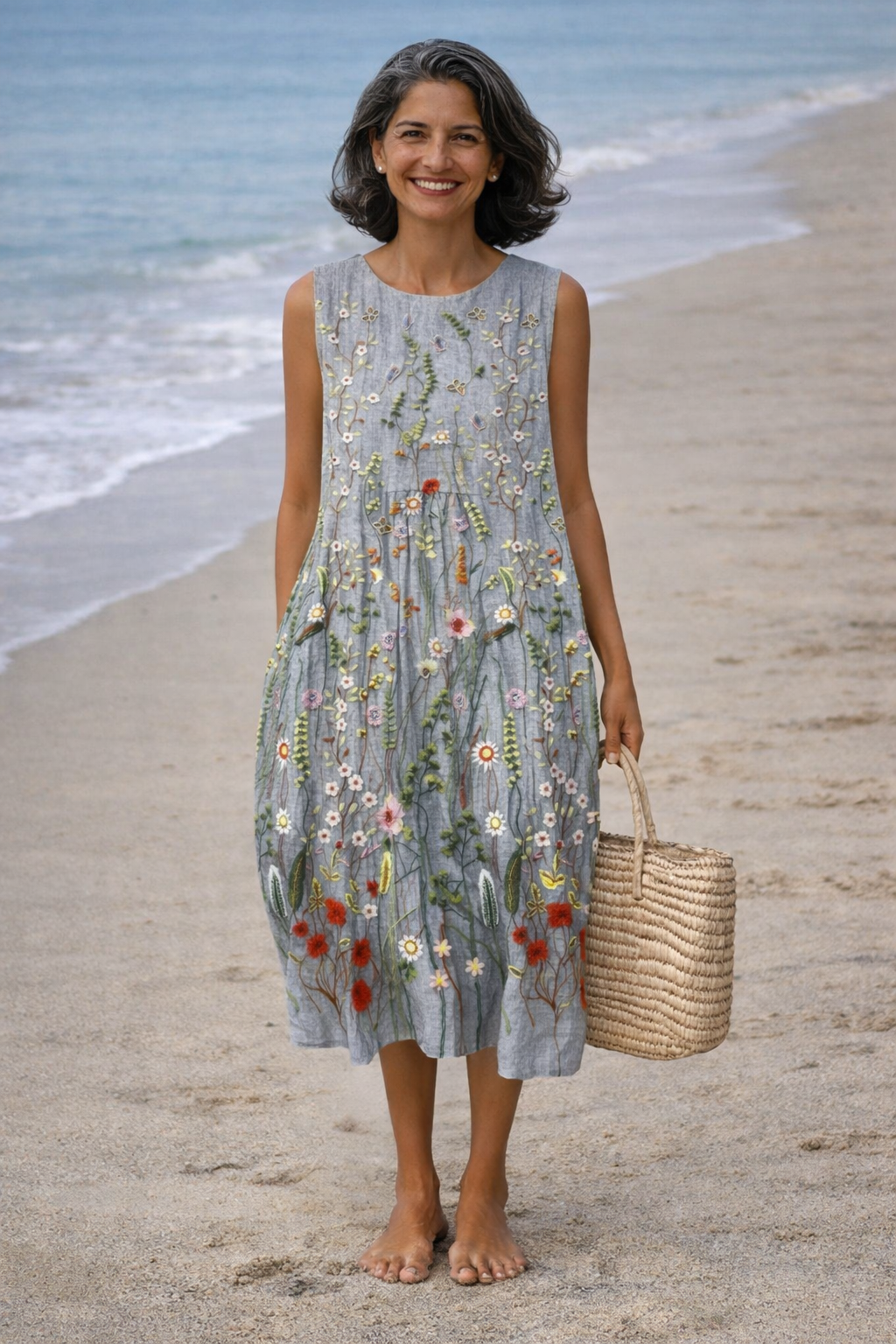Cara | Midi Dress with Wild Flowers