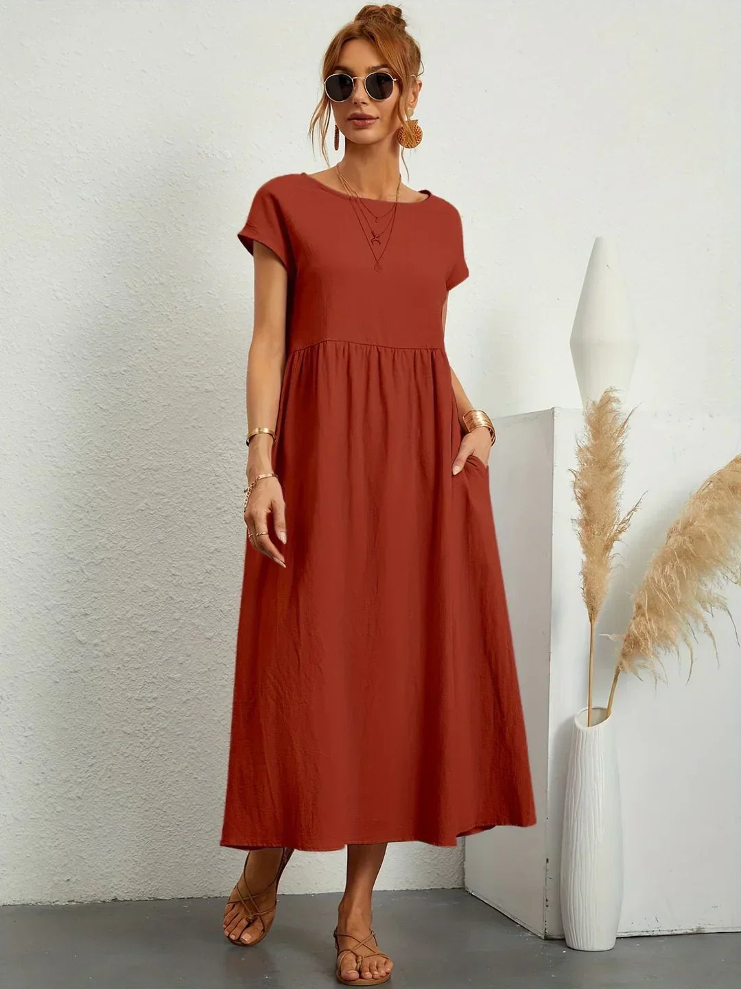 Soft Cotton Lightweight Dress with Pockets