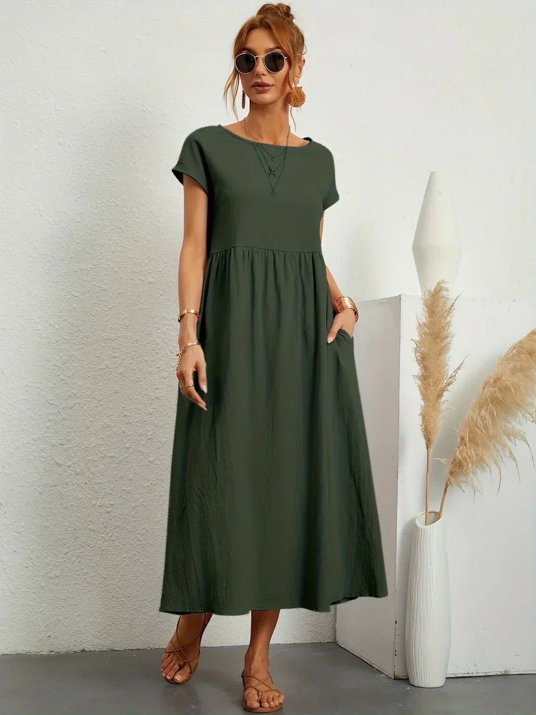 Soft Cotton Lightweight Dress with Pockets
