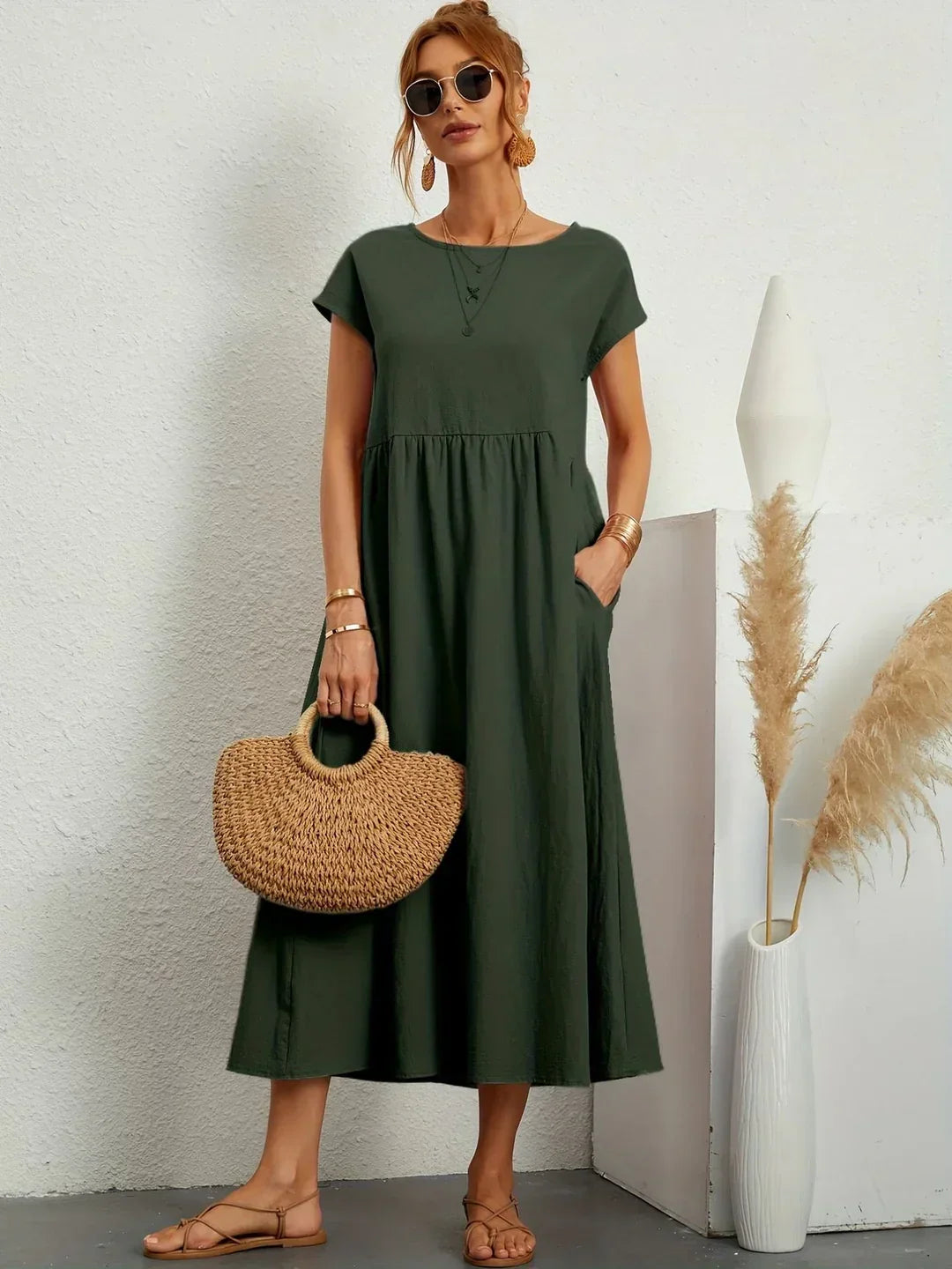 Soft Cotton Lightweight Dress with Pockets
