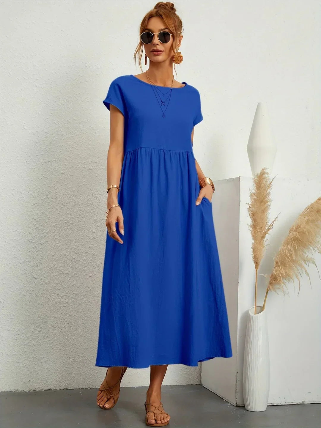 Soft Cotton Lightweight Dress with Pockets