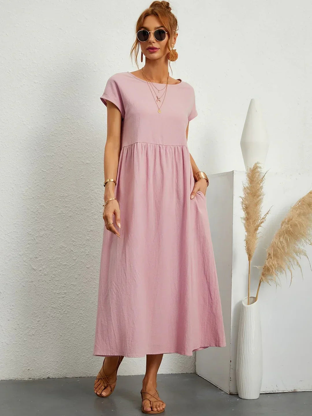 Soft Cotton Lightweight Dress with Pockets