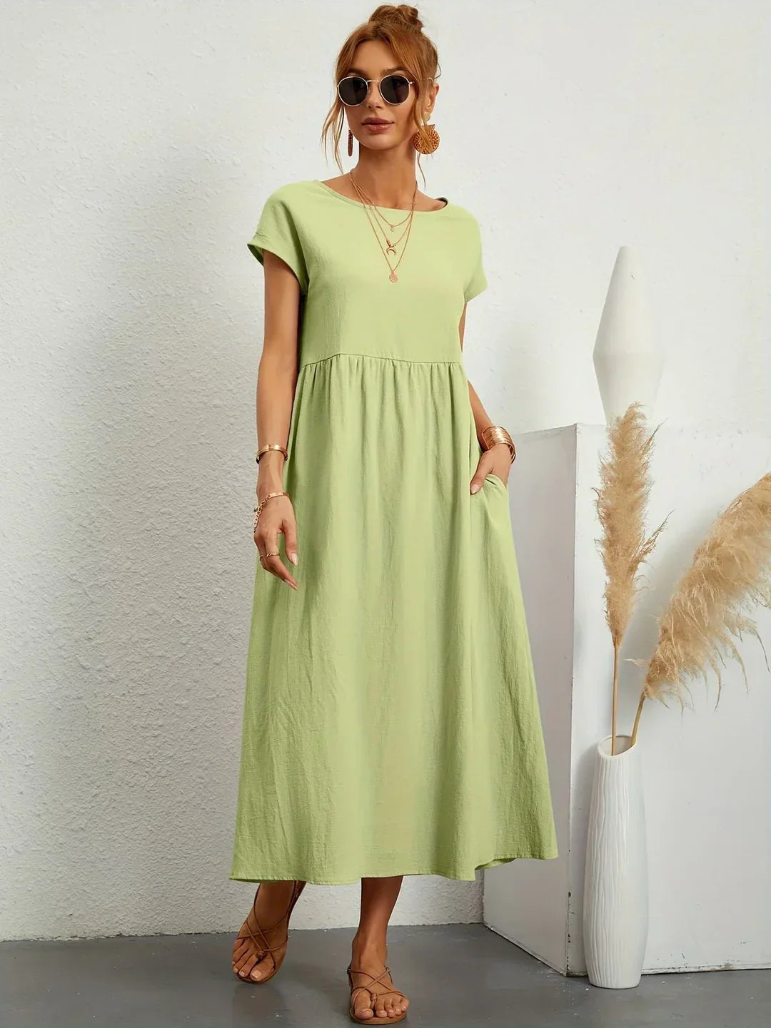 Soft Cotton Lightweight Dress with Pockets