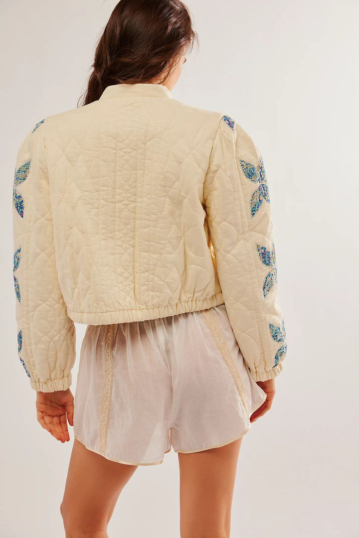 Lilia™ | Maple Leaf Patchwork Quilted Cropped Jacket
