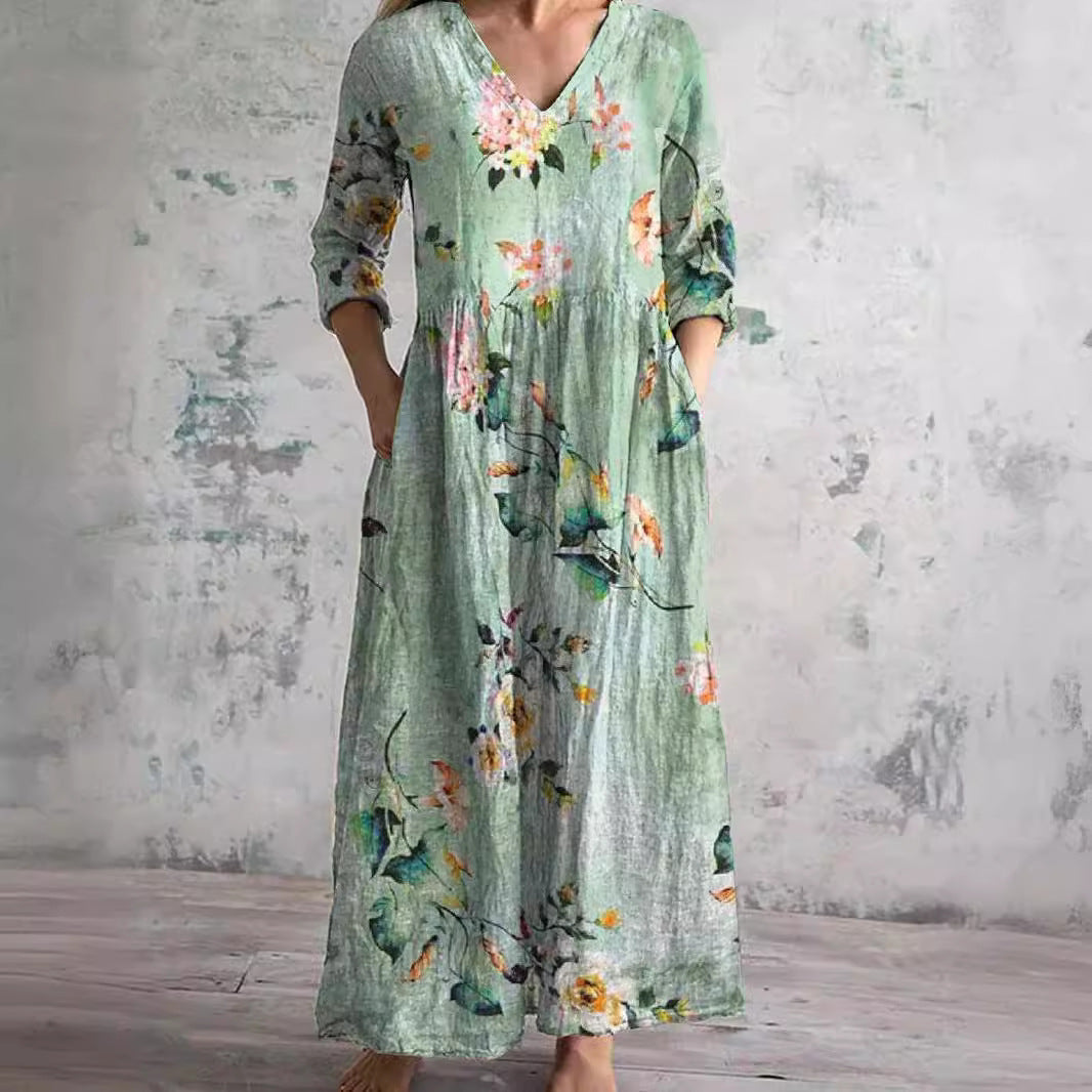 Jillian | Floral Linen-Cotton Dress
