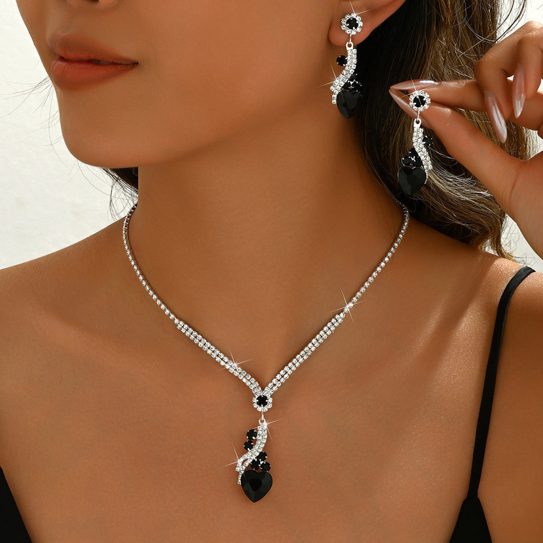 Eilish | Rhinestone Necklace Earrings Set