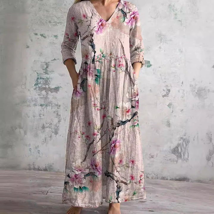 Jillian | Floral Linen-Cotton Dress