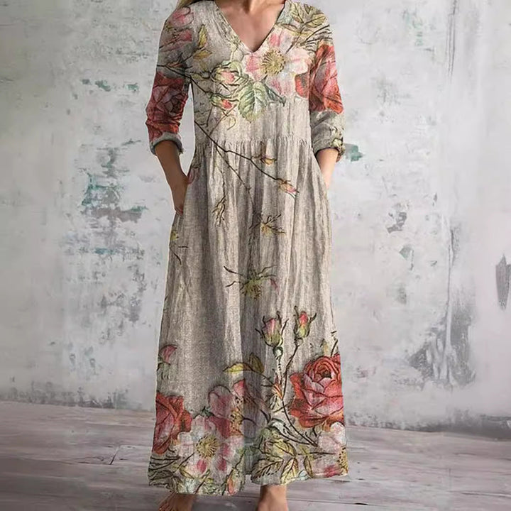 Jillian | Floral Linen-Cotton Dress