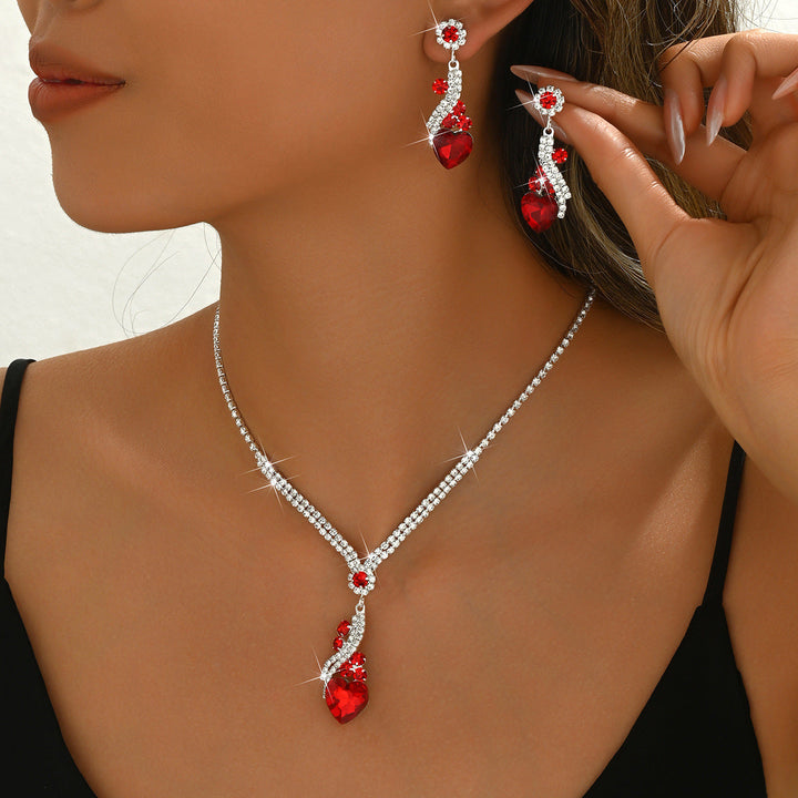 Eilish | Rhinestone Necklace Earrings Set