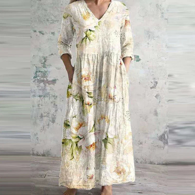 Jillian | Floral Linen-Cotton Dress