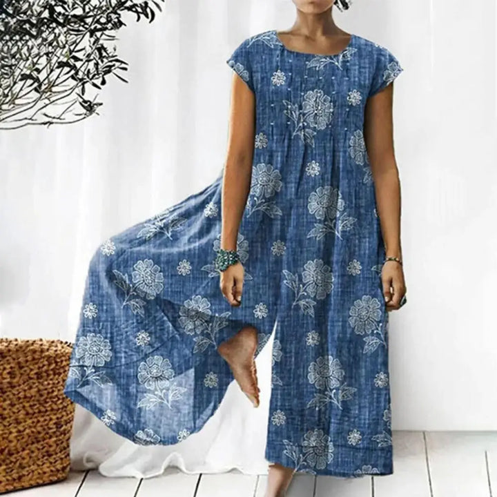 Melissa | Summer Jumpsuit with Retro Print and Wide Legs
