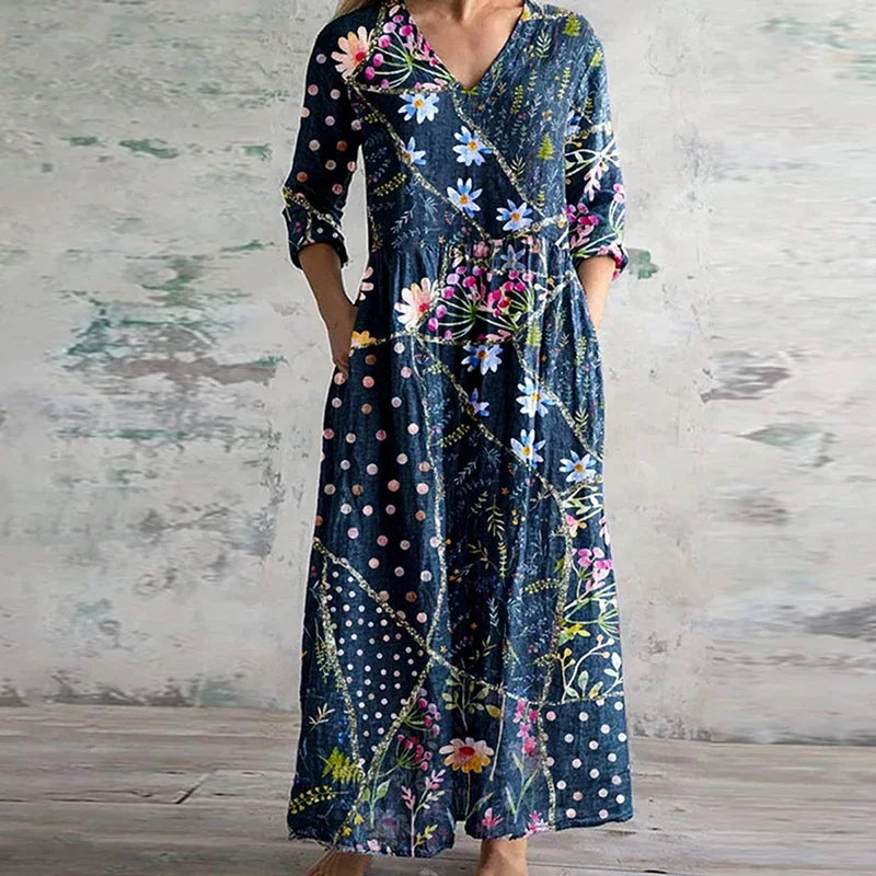 Jillian | Floral Linen-Cotton Dress