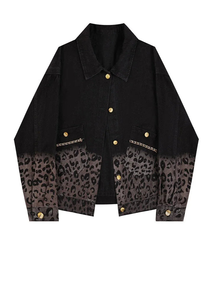 Hilda™ | Leopard Gradient Fit Denim Jacket