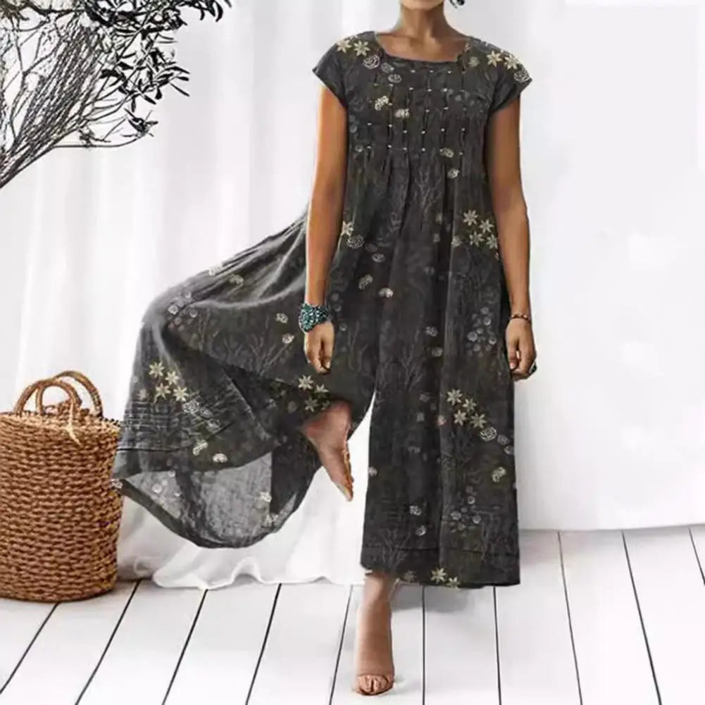 Melissa | Summer Jumpsuit with Retro Print and Wide Legs
