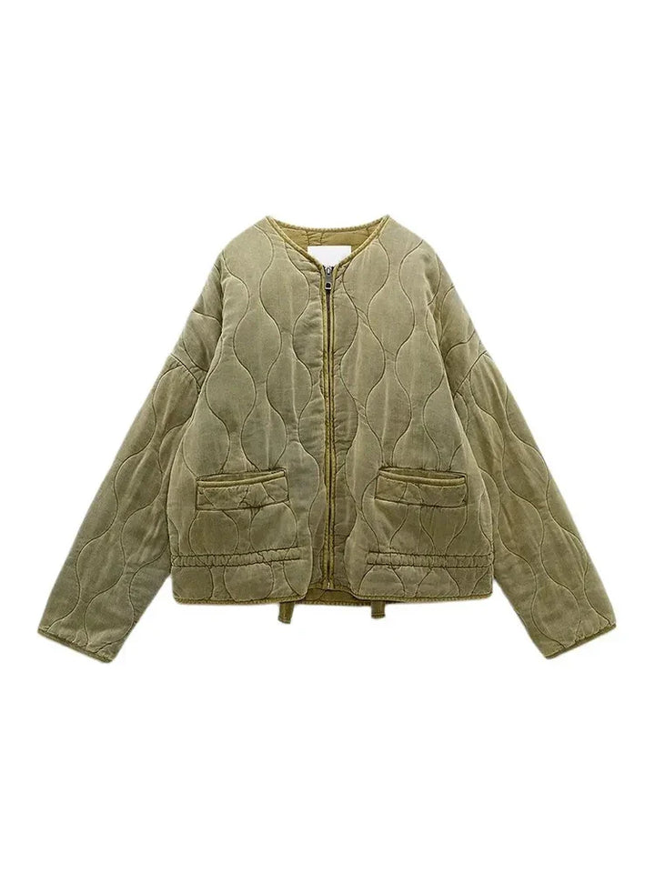 Ginger™ | Padded Solid Color Zipper Jacket