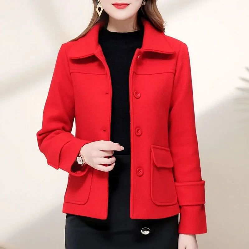Henriette™ | Single-breasted Turn-down Collar Short Coat