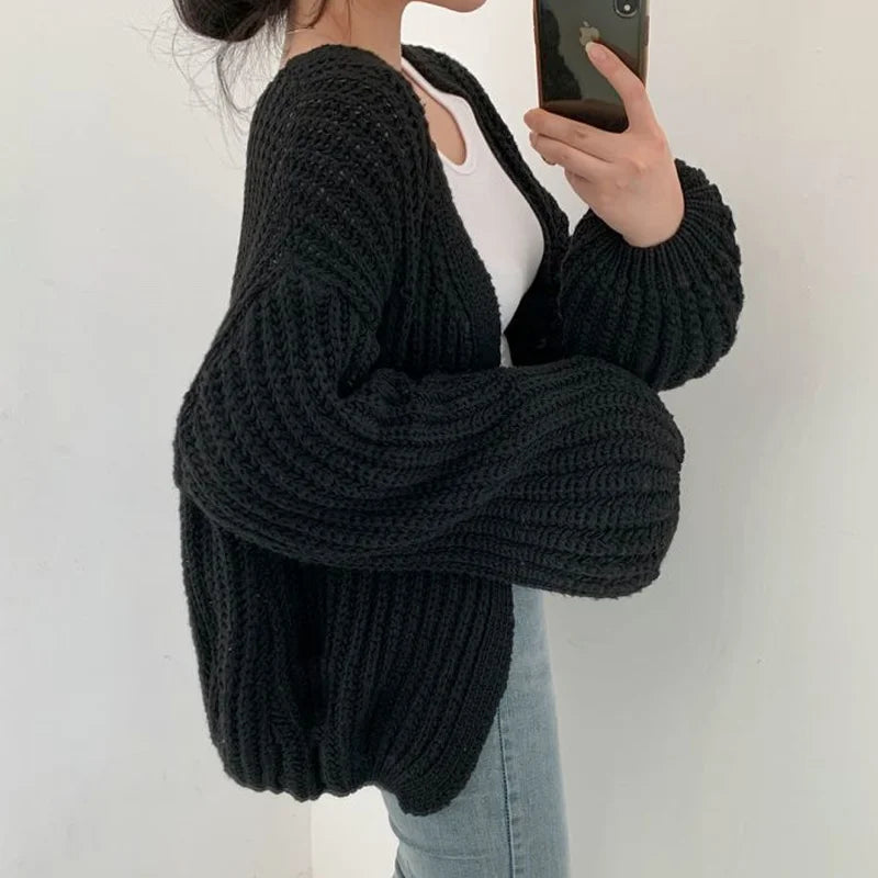 Estelle™ | Casual Solid Color Lanter Sleeve Cardigan Sweater