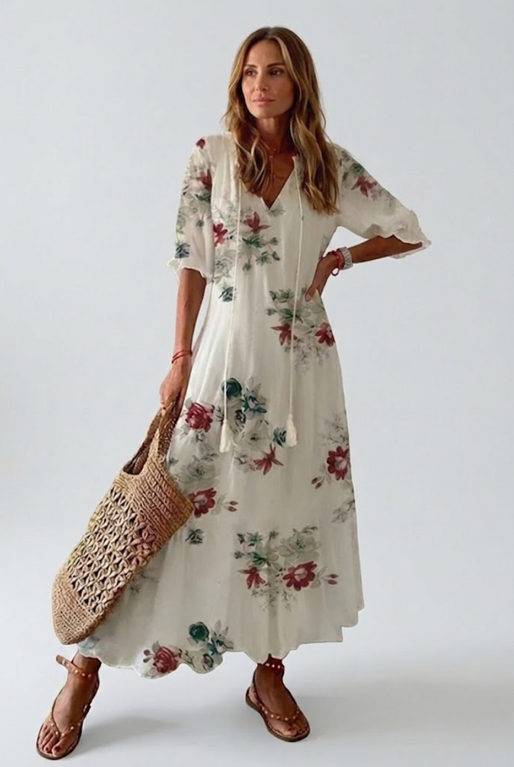 Élodie™ — Elegant Floral Velvet Maxi Dress