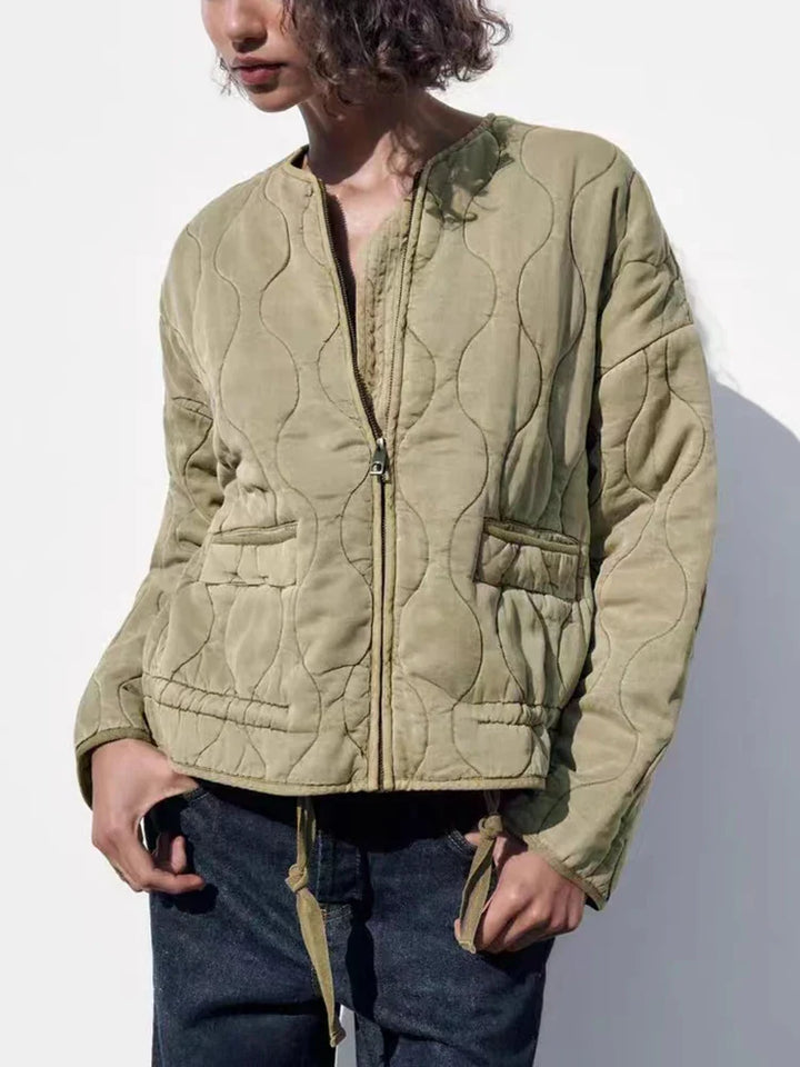 Ginger™ | Padded Solid Color Zipper Jacket