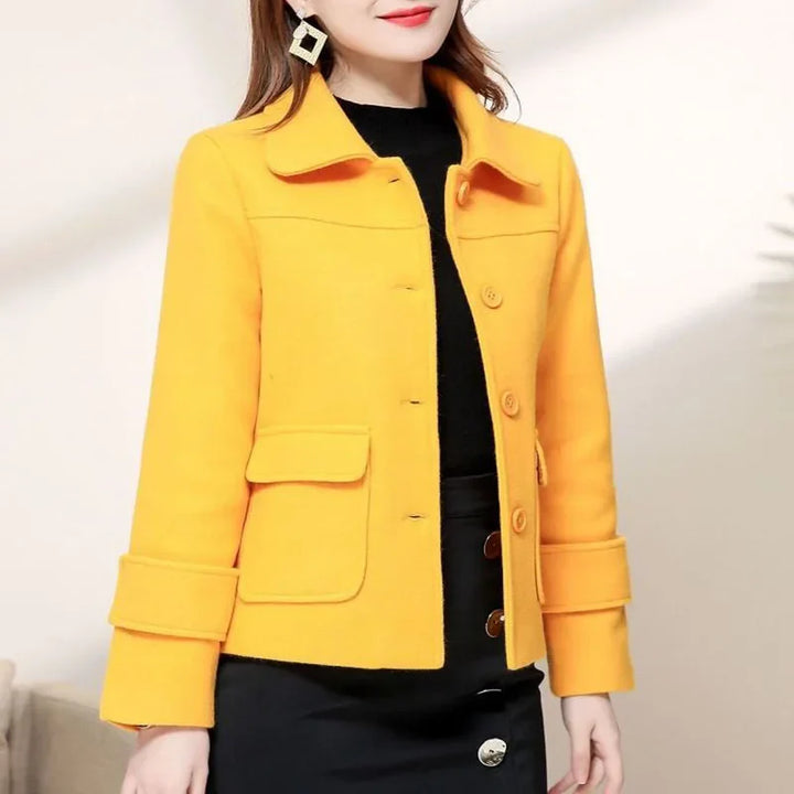 Henriette™ | Single-breasted Turn-down Collar Short Coat