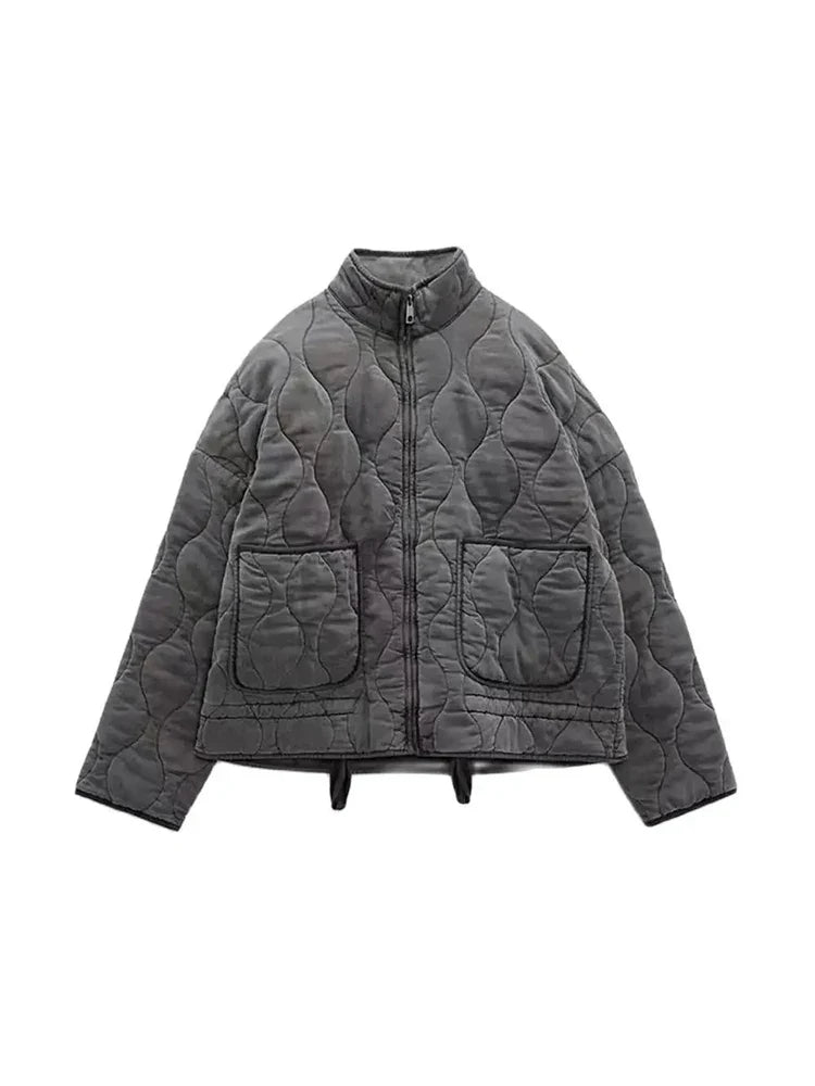 Ginger™ | Padded Solid Color Zipper Jacket