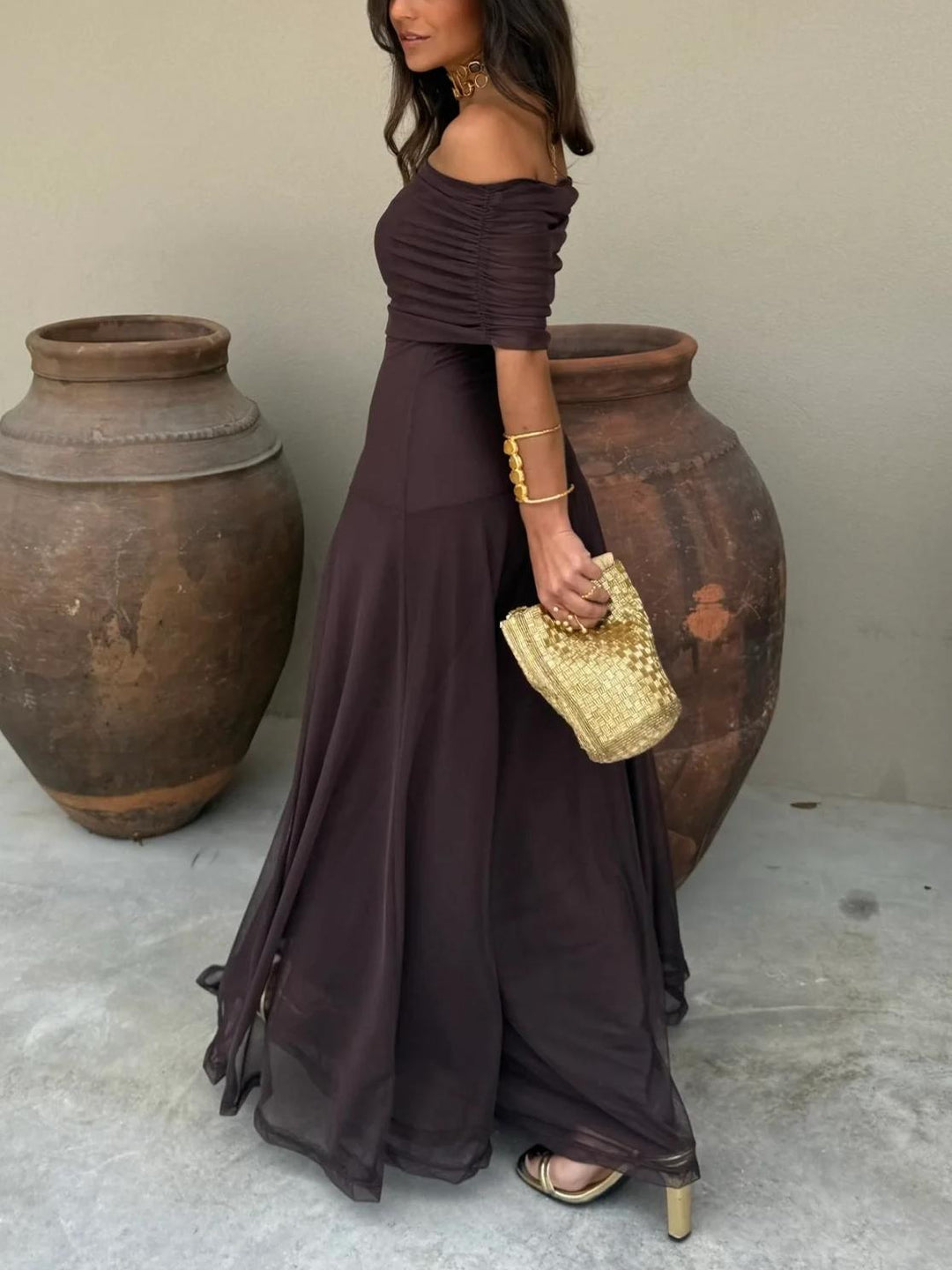 Harper | Toledo One Shoulder Mesh Maxi Dress