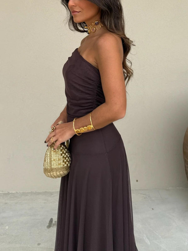 Harper | Toledo One Shoulder Mesh Maxi Dress