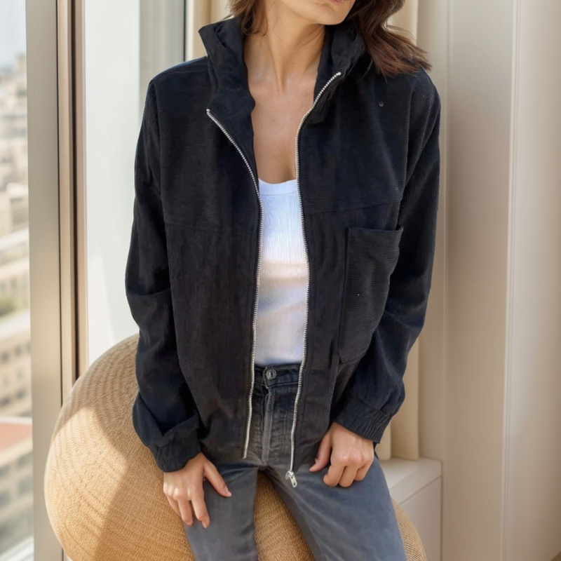 Ismay | Corduroy Jacket with Hood and Front Zip