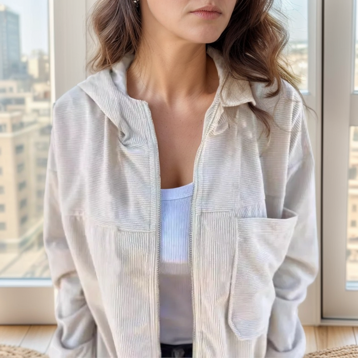 Ismay | Corduroy Jacket with Hood and Front Zip