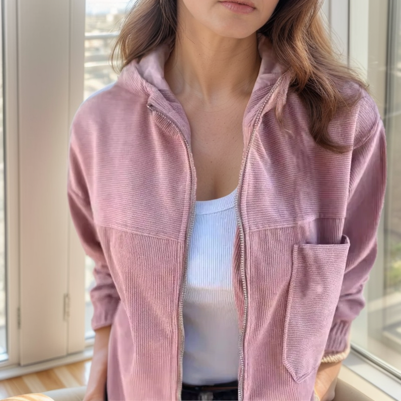 Ismay | Corduroy Jacket with Hood and Front Zip
