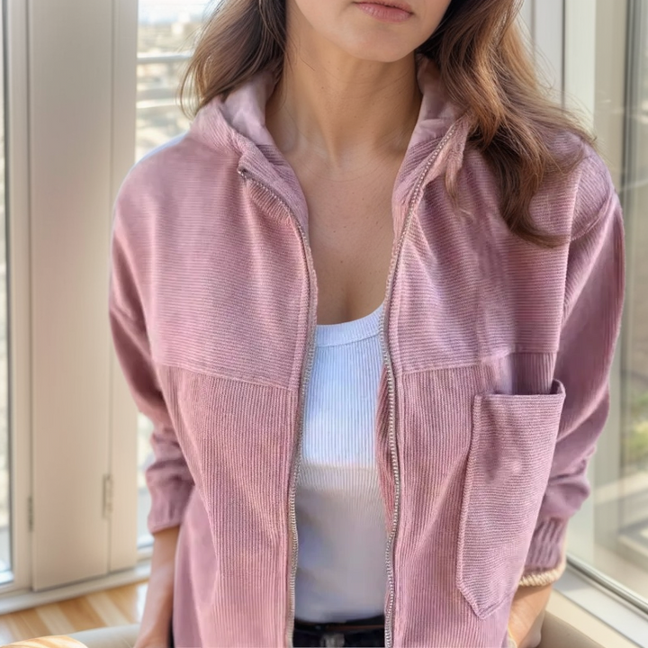 Ismay | Corduroy Jacket with Hood and Front Zip