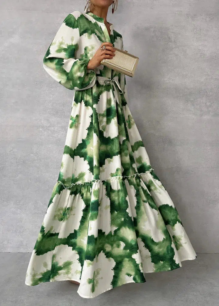 Reine™ | Lantern Sleeve V-Neck Maxi Dress