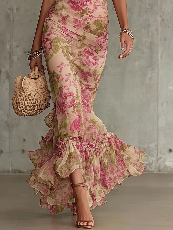 Rosalind™ | Vintage Rose Puff Sleeve Maxi Dress