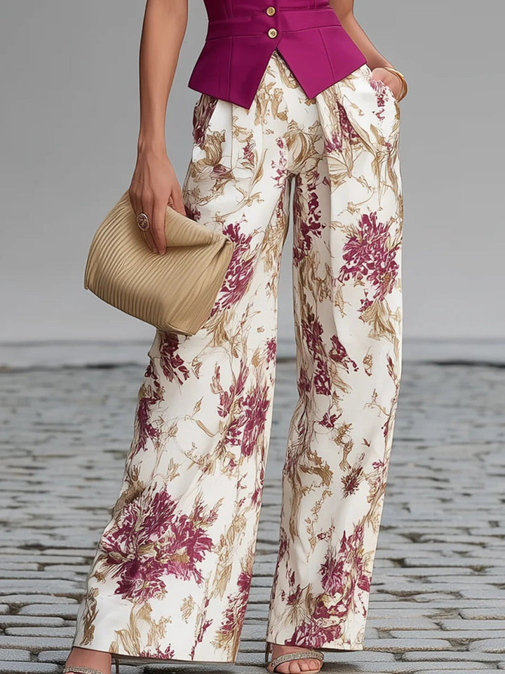 Florence™ | Floral Vest & Wide-Leg Pants Set