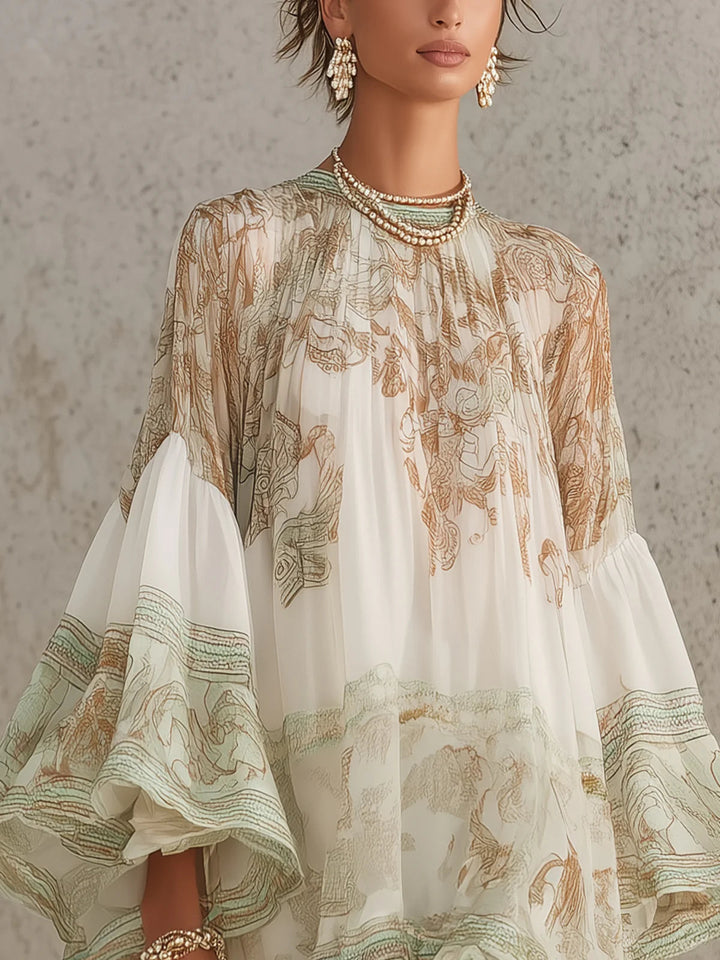 Eloise™ | Ruffle-Hem Flounce Sleeve Mini Dress