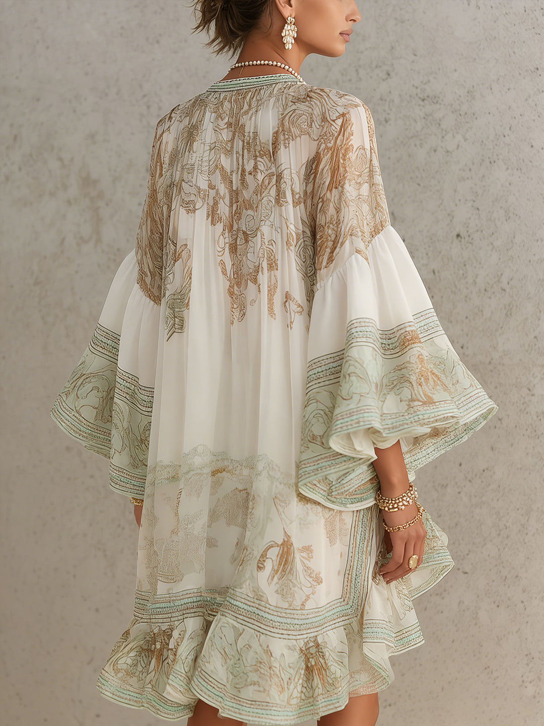 Eloise™ | Ruffle-Hem Flounce Sleeve Mini Dress