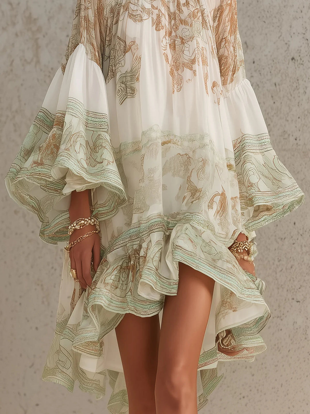 Eloise™ | Ruffle-Hem Flounce Sleeve Mini Dress