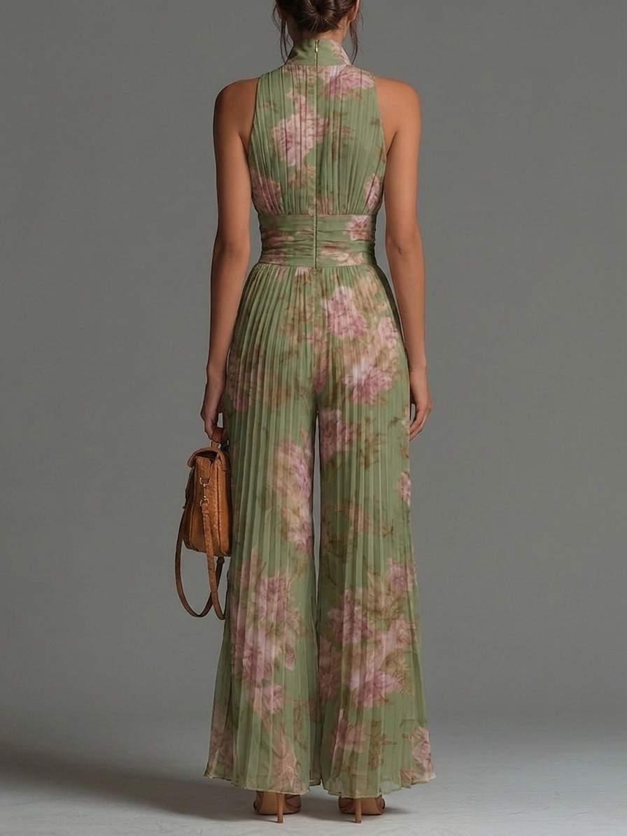 Pippa™ | Floral V-Neck Wide-Leg Chiffon Jumpsuit