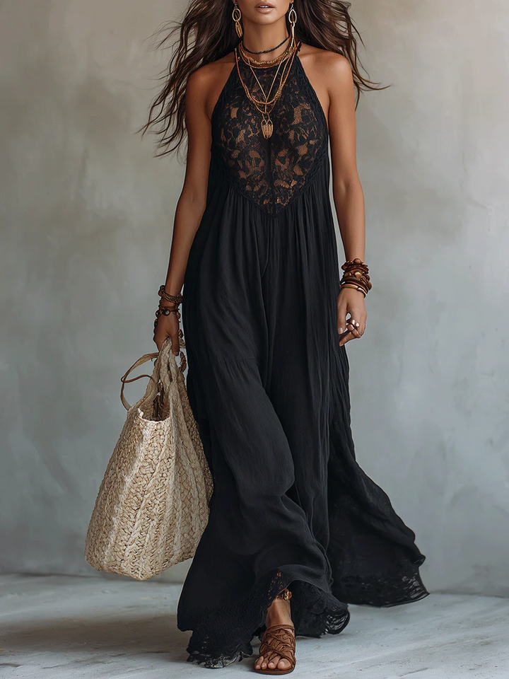 Seraphina™ | Bohemian Lace-Trimmed Maxi Dress