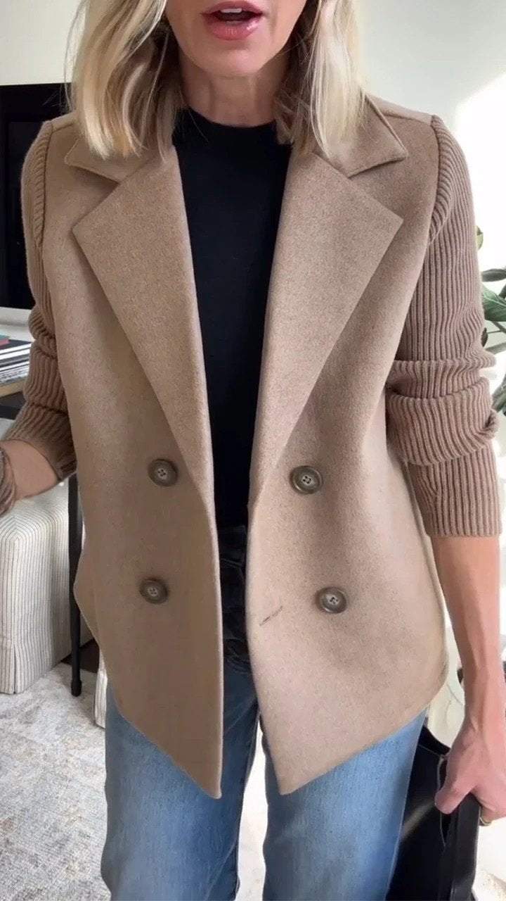 Paige | Elegant Knit-Sleeve Blazer