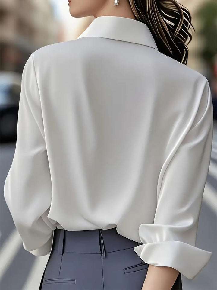 Anjeneth |  Elegant Long Sleeve Button Down Shirt