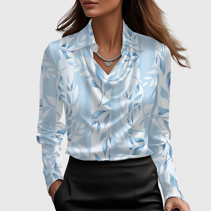 Ezra | Blouse with Luxurious Shine and Pleated Collar