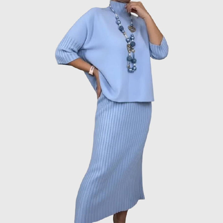 Debora | Knit ensemble with ribbed midi skirt