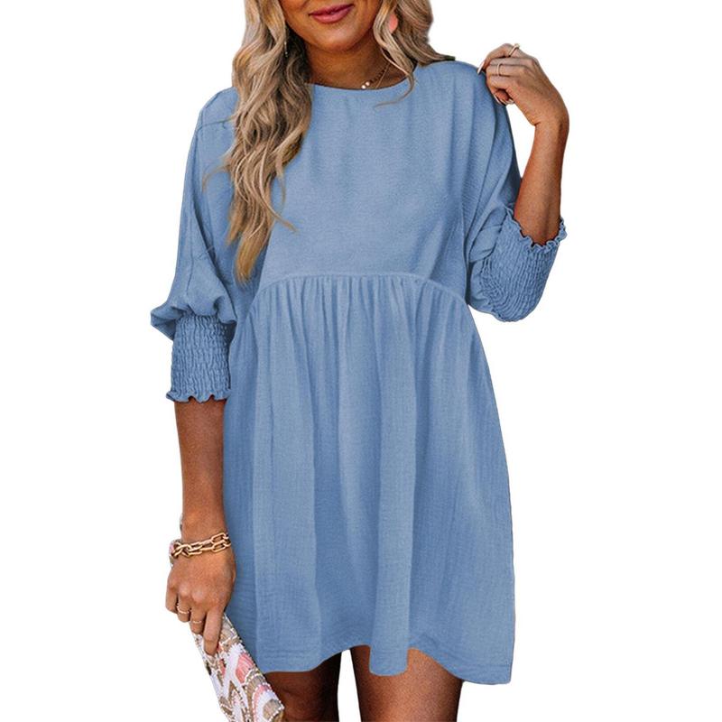 Shamara | Casual Crew Neck Loose Fit Mini Dress