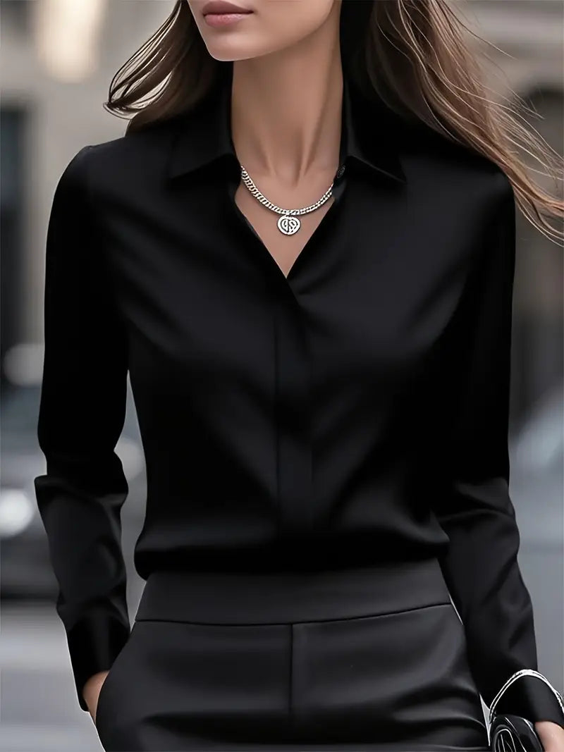 Anjeneth |  Elegant Long Sleeve Button Down Shirt