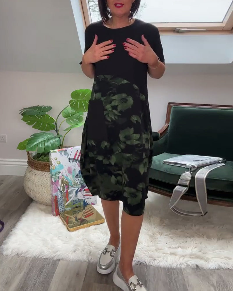 Avery | Floral Mosaic Round-Neck Dress