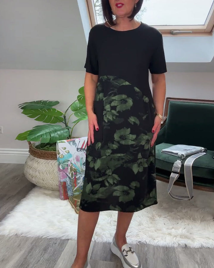 Avery | Floral Mosaic Round-Neck Dress
