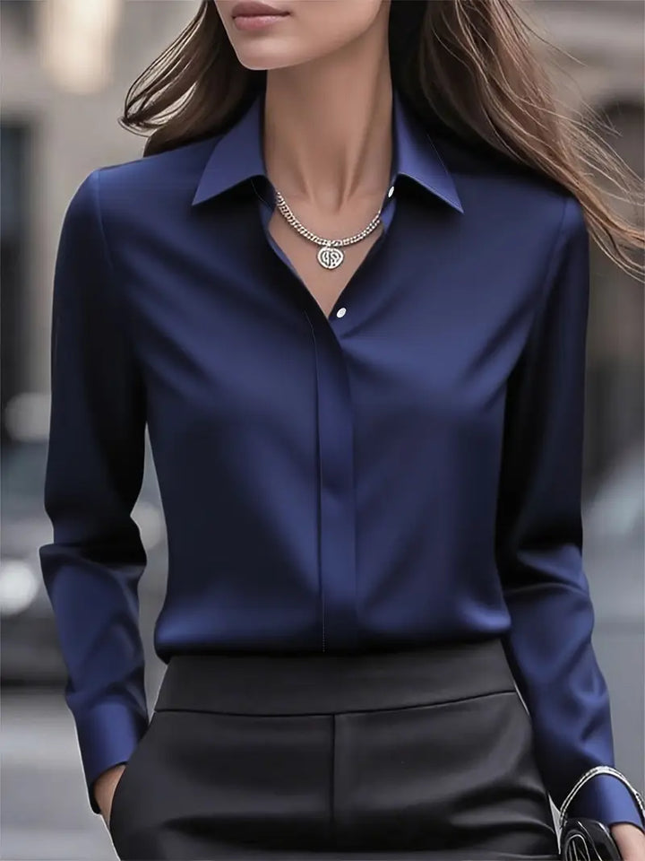 Anjeneth |  Elegant Long Sleeve Button Down Shirt