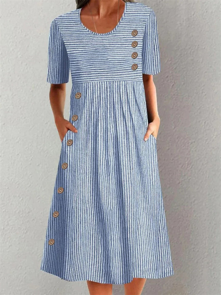 Ariane | Striped Cotton Midi Dress